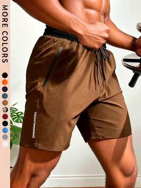 Men's 12-Pack Letter Print Track Shorts – Quick-Dry Drawstring Athletic Shorts with Zip Pockets