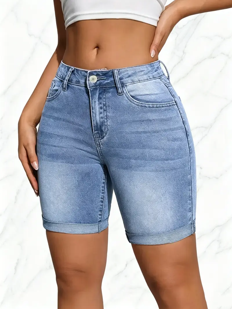 Women's 3-Pack Slim-Fit Denim Shorts – Washed Casual Summer Shorts with Pockets