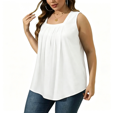 Women's 8-Pack Summer Tank Tops – Loose Pleated Square Neck Sleeveless Tops