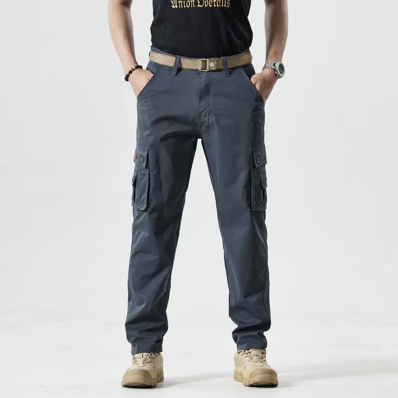 Men's Fitted Utility Khakis – Straight-Leg Solid-Color Multi-Pocket Casual Pants