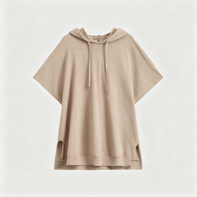 Women's Baggy Hoodie Top – Boxy Relaxed Dolman Sleeve Longline Tunic with Side Slits