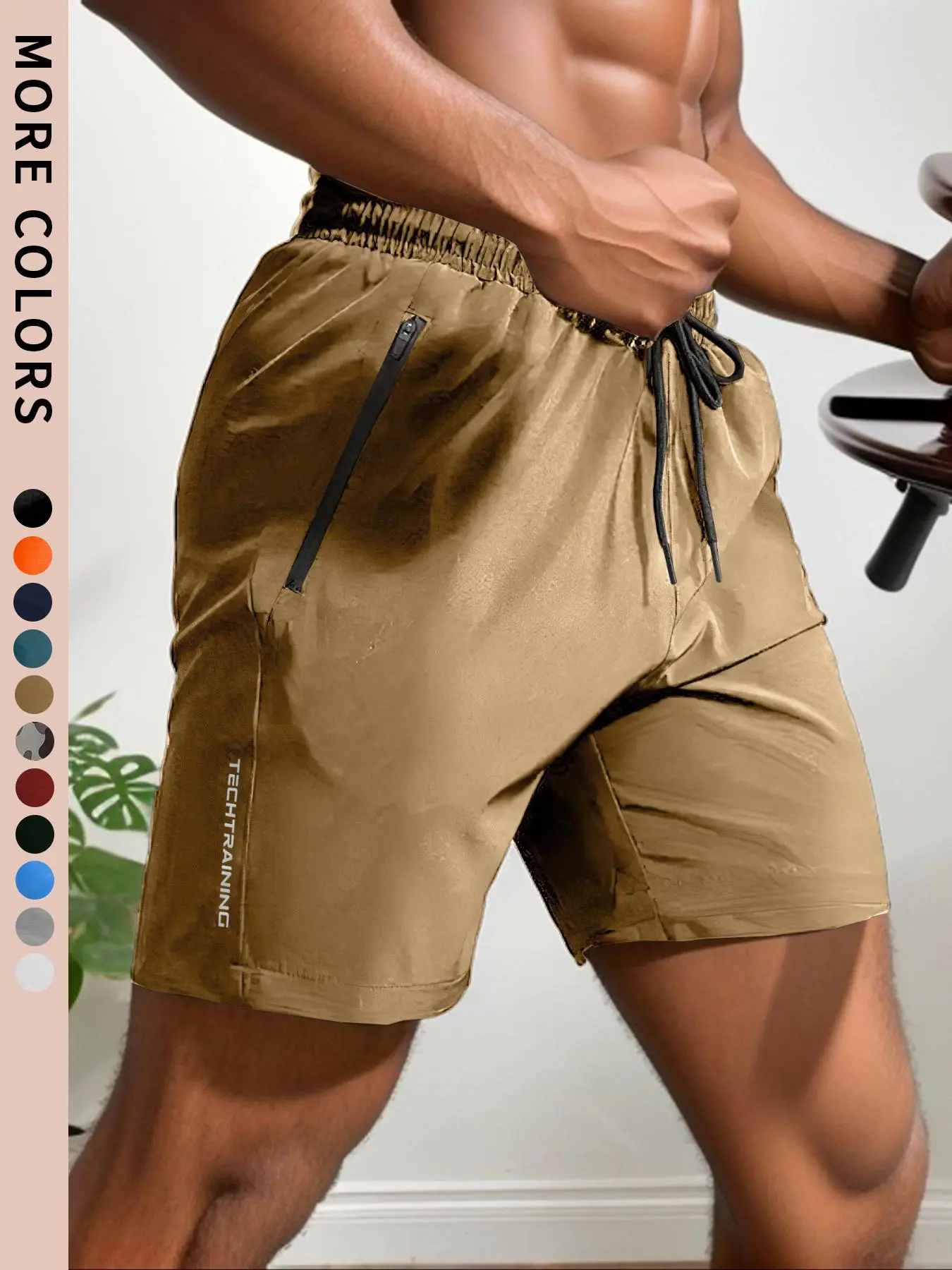 Men's 12-Pack Letter Print Track Shorts – Quick-Dry Drawstring Athletic Shorts with Zip Pockets