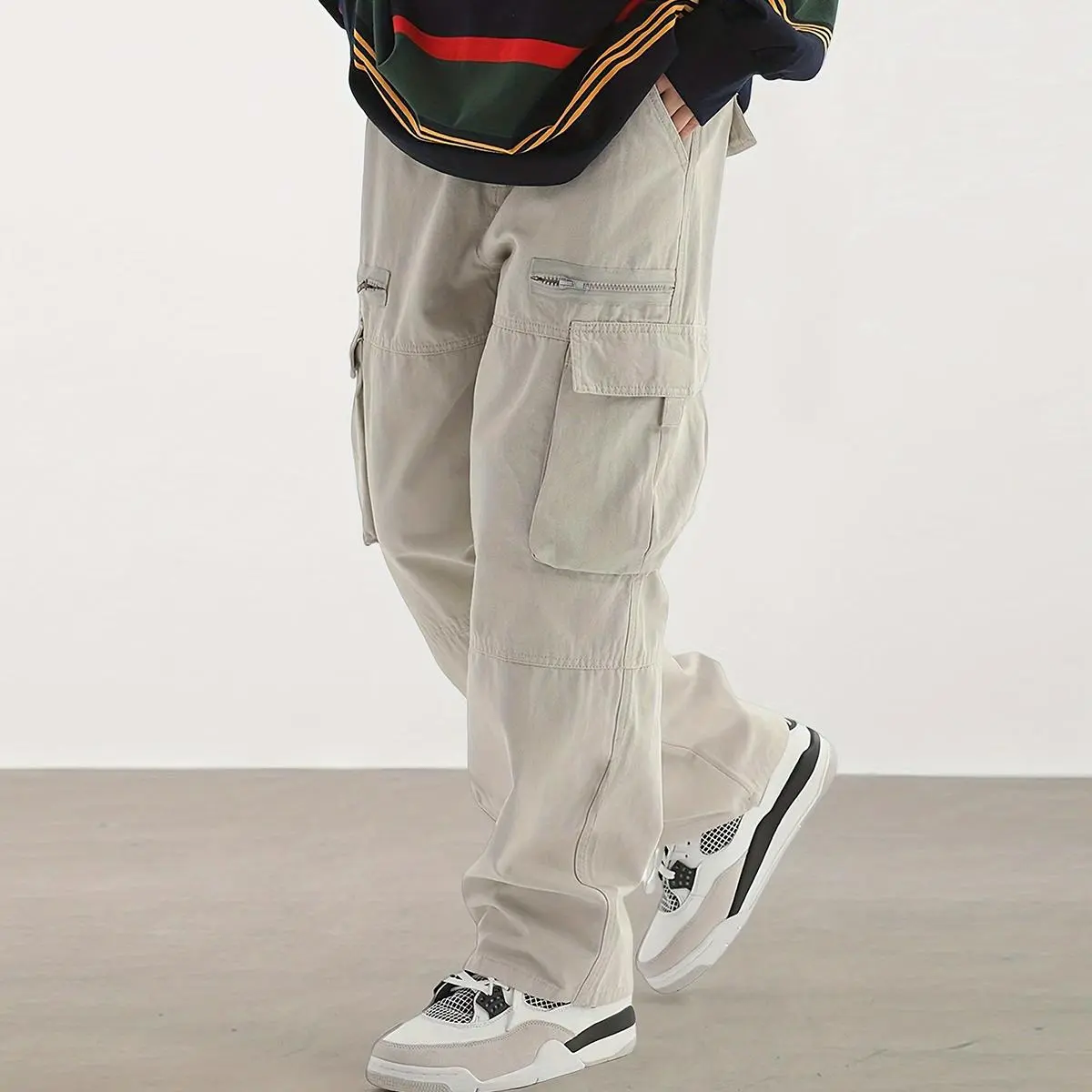 Men's 4-Pack Cargo Pants – Casual Streetwear with Pockets, All-Season Comfort Fit
