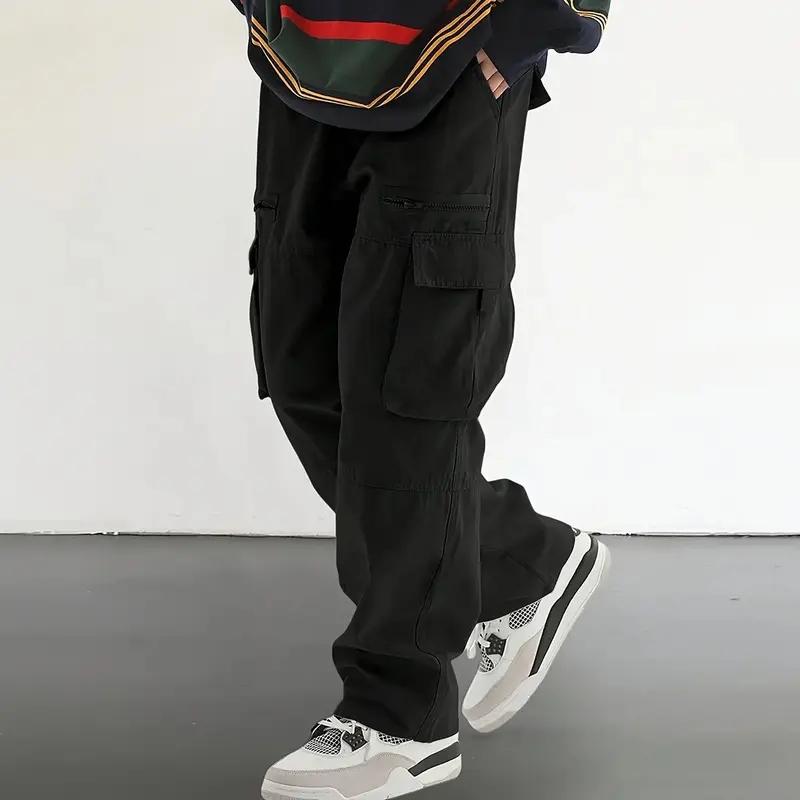 Men's 4-Pack Cargo Pants – Casual Streetwear with Pockets, All-Season Comfort Fit