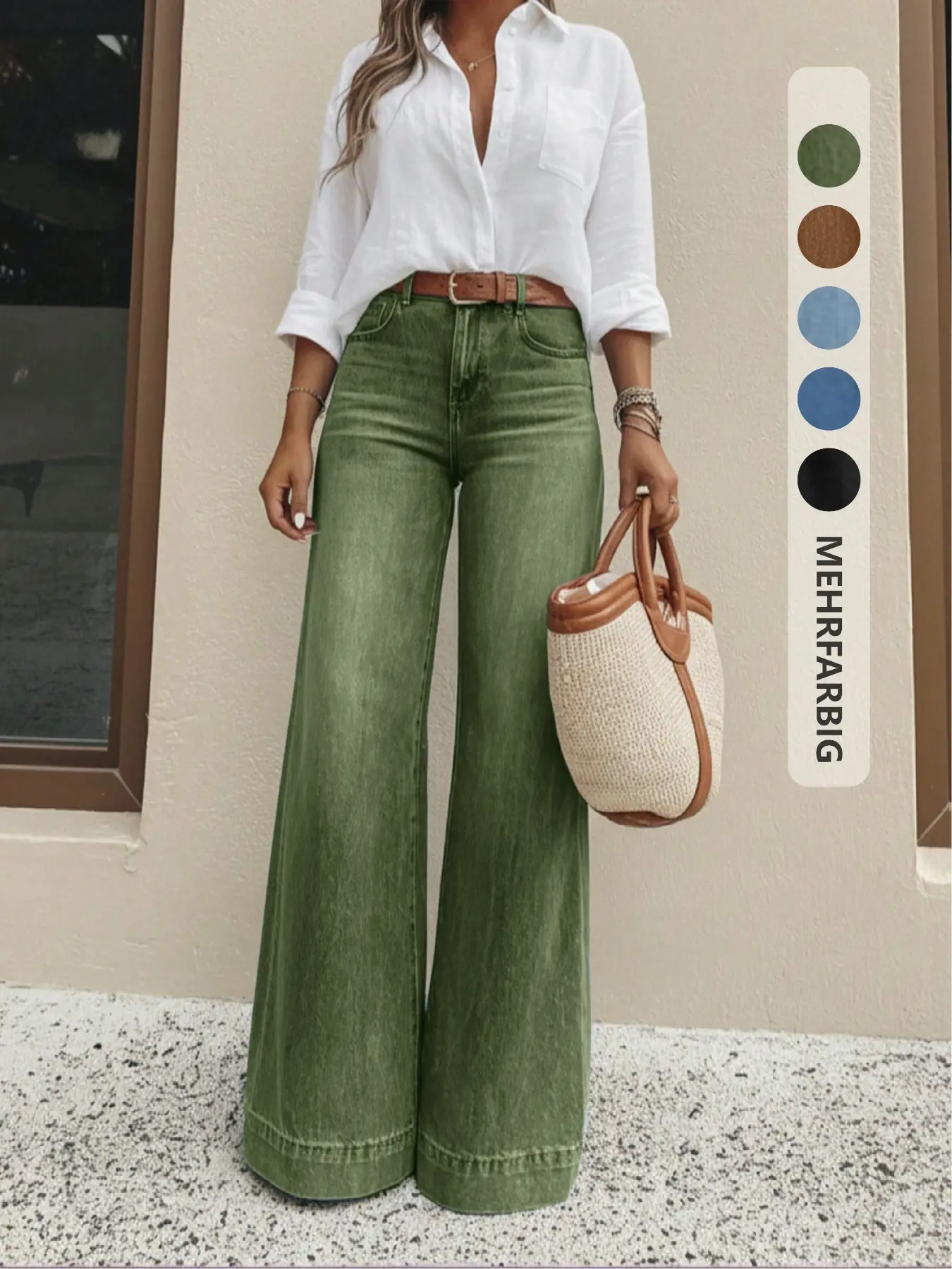 Women's Loose Straight Leg Jeans – Casual Denim Pants with Pockets