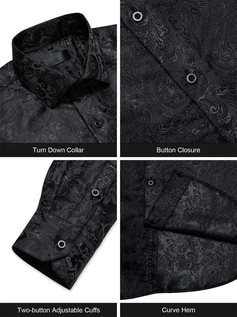 Men's Paisley Dress Shirt – Long Sleeve Wrinkle-Free Button Down Cowboy Shirt