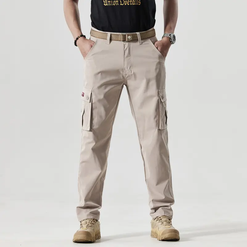 Men's Fitted Utility Khakis – Straight-Leg Solid-Color Multi-Pocket Casual Pants