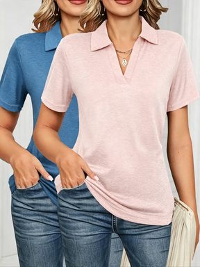 Women's 4-Pack Solid Polo Shirts – Short Sleeve Collared Casual Summer Tops
