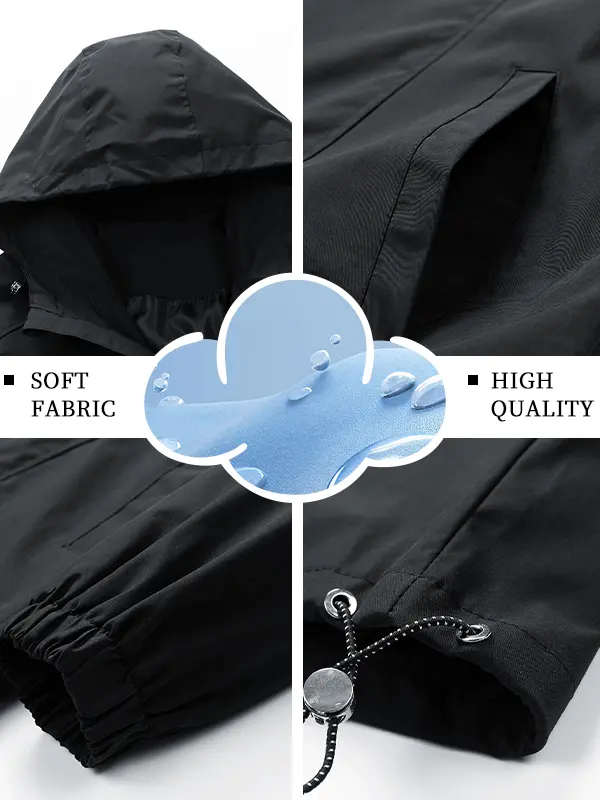 Men's Windproof Waterproof Hooded Jacket – Loose-Fit Outdoor Long-Sleeve Top
