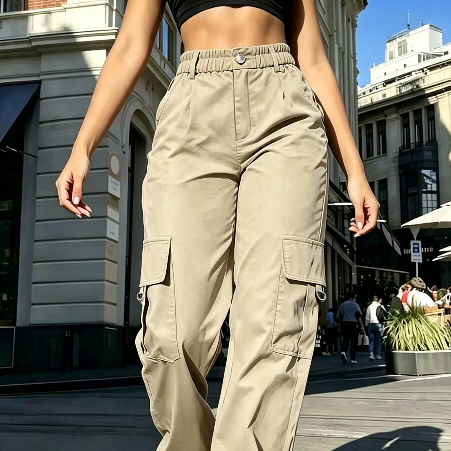 Women's High-Waisted Cargo Pants – Y2K Street Style Tactical Pants with Pockets