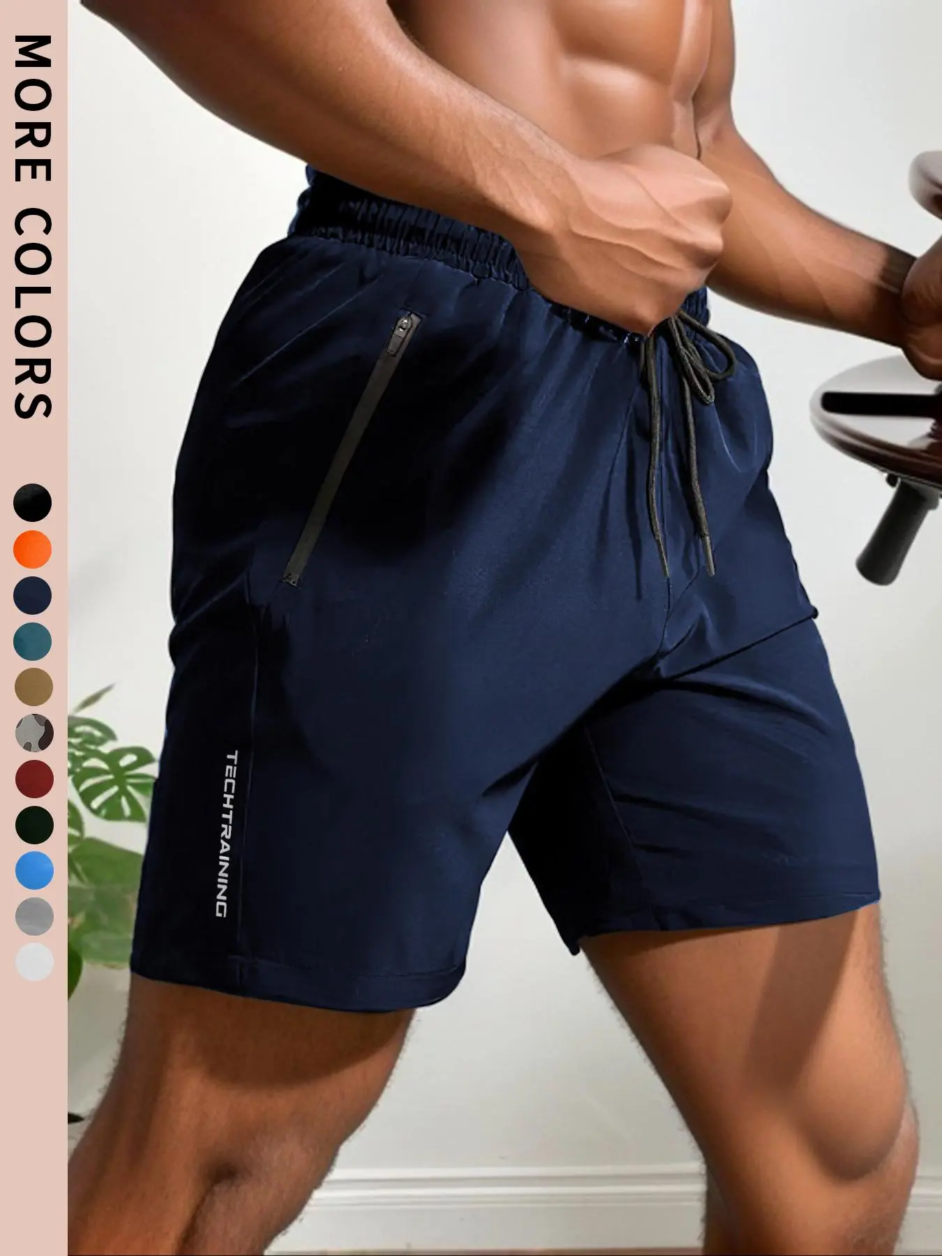 Men's 12-Pack Letter Print Track Shorts – Quick-Dry Drawstring Athletic Shorts with Zip Pockets