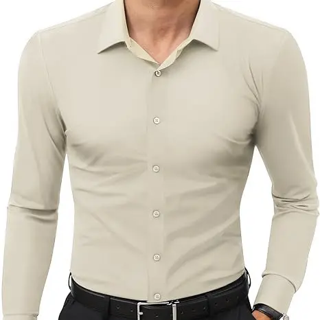 Men's Stretch Dress Shirt – Quick-Dry Anti-Wrinkle Slim Long-Sleeve Business Casual Top, Worldwide Shipping