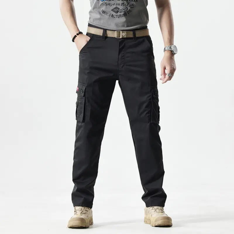 Men's Fitted Utility Khakis – Straight-Leg Solid-Color Multi-Pocket Casual Pants