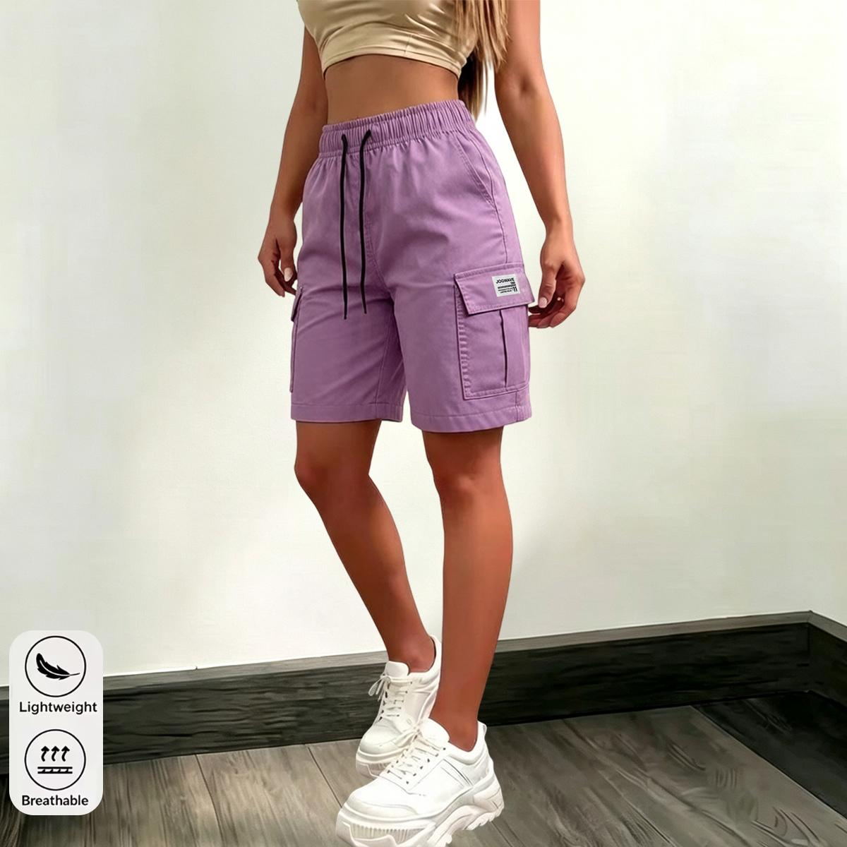 Women's 8-Pack Cargo Shorts – Wide-Leg Summer Shorts with Pockets & Drawstring