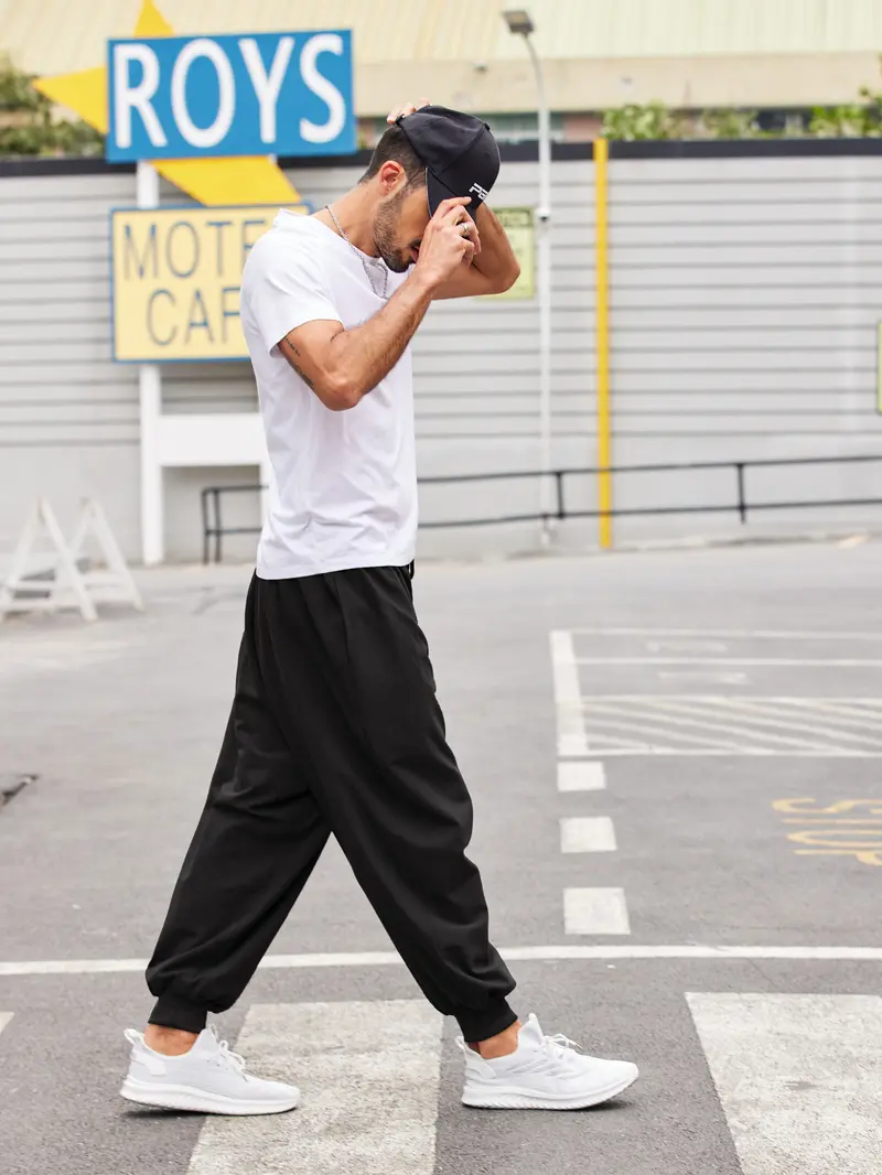 Men's 4-Pack Linen Harem Pants – Baggy Boho Yoga Drop Crotch Casual Trousers