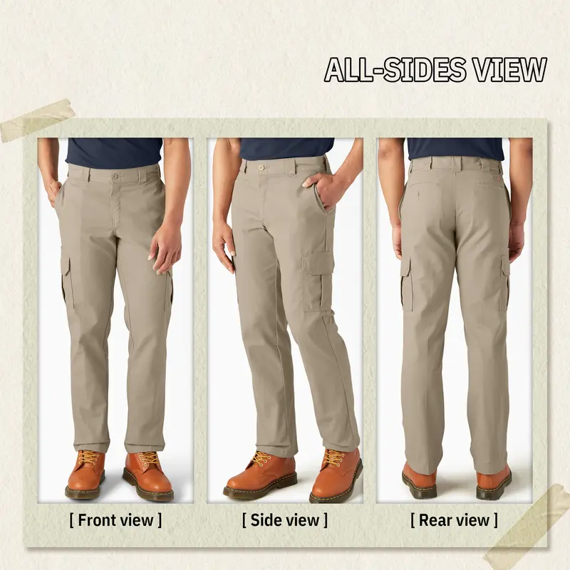 Men's Flex Cargo Pants – Regular Fit Straight Leg with Expandable Pockets