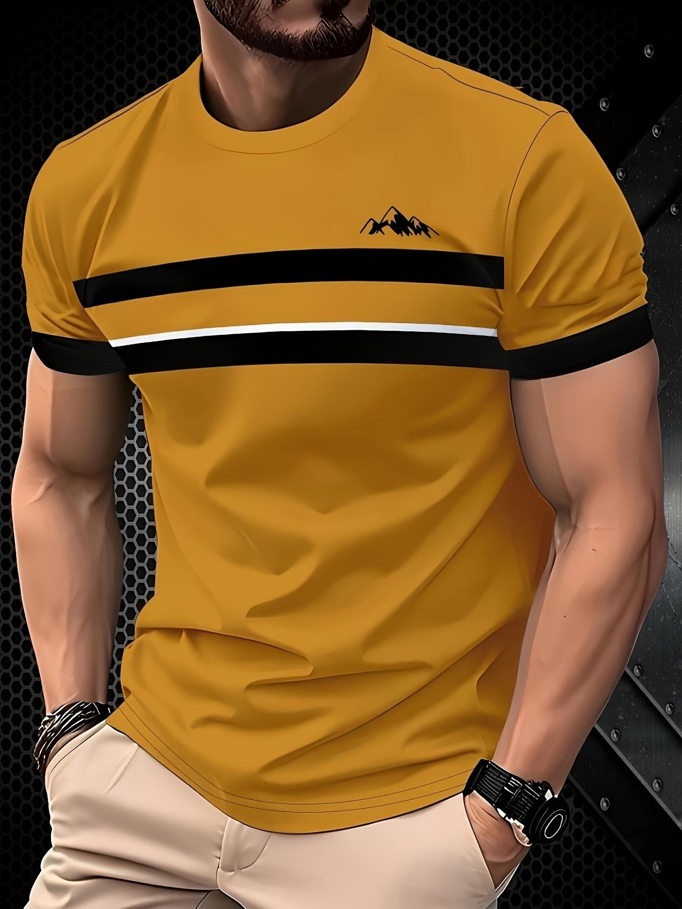Men's 5-Pack Striped Gradient Tees – Quick-Dry Breathable Summer Short-Sleeve T-Shirts