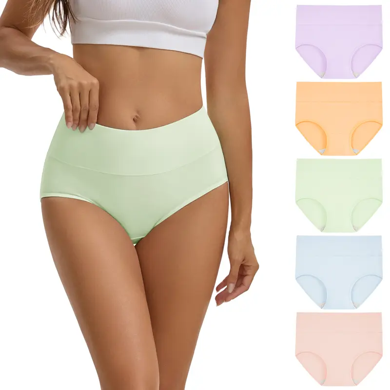 10-Pack Women's High Waisted Cotton Panties – Soft Breathable Full Coverage Briefs