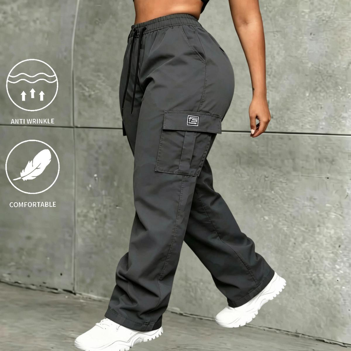 Women's 3-Pack Loose Cargo Pants – Drawstring Large Pockets Slimming Casual Athletic Trousers