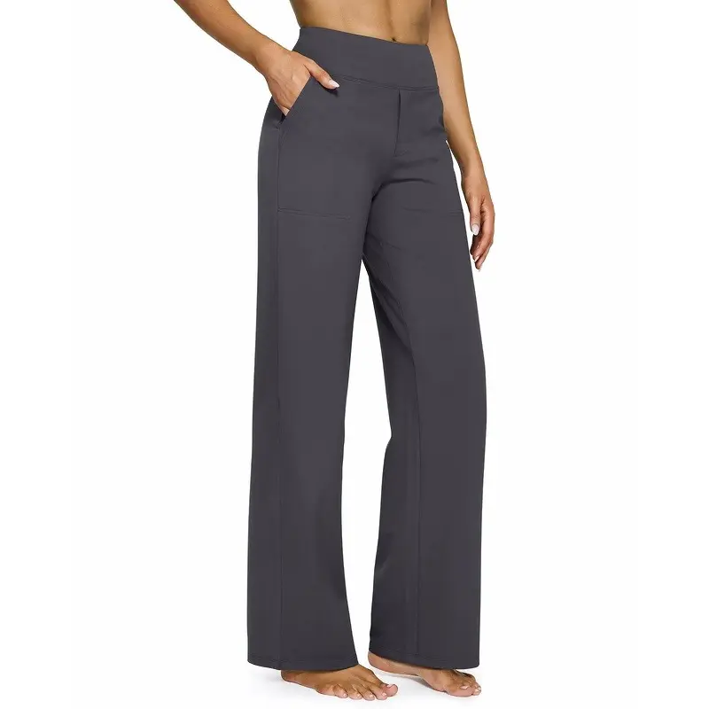 Women's 6-Pack High Waist Wide Leg Pants – Soft Stretch Yoga Pants with Pockets, Plus-Size Business Casual Daily Wear