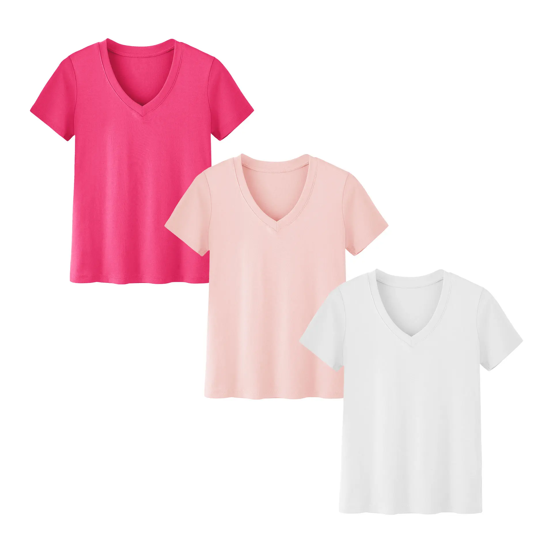 6-Pack Women's Plus Size V-Neck T-Shirts – Lightweight Breathable Loose Fit Casual Tops