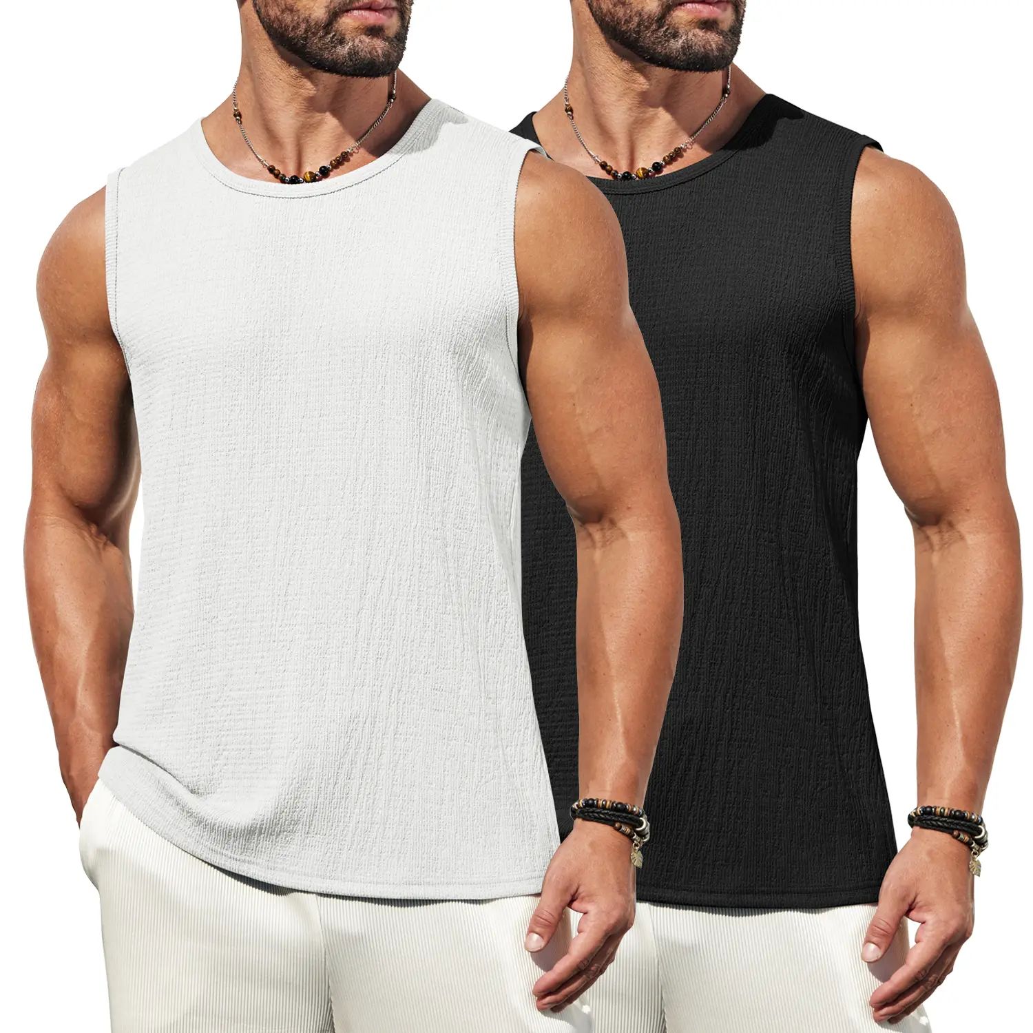 Men's Vests Casual Tank Tops Knit Sleeveless Lightweight Tee Muscle Basic T Shirts