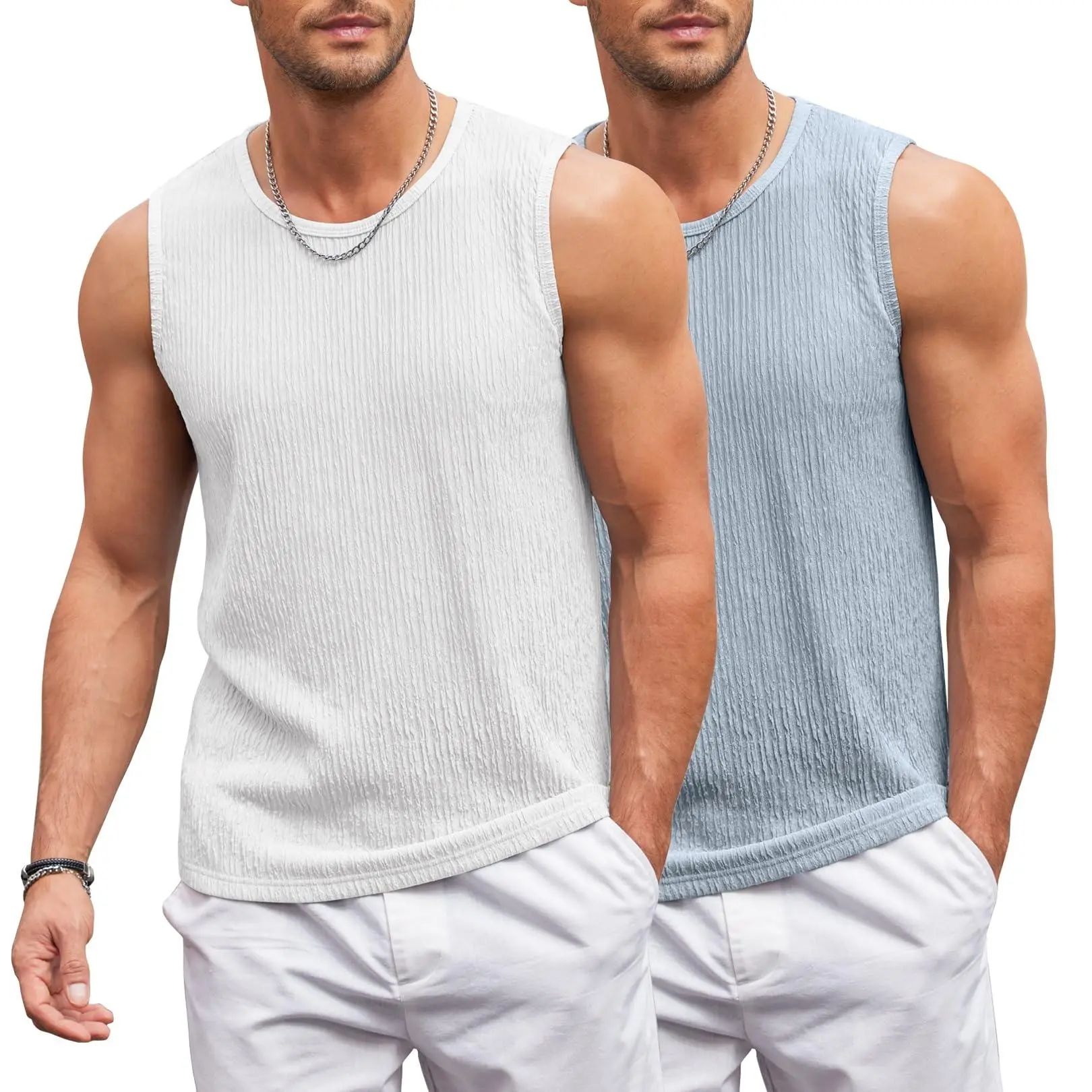 Men's Vests Casual Tank Tops Knit Sleeveless Lightweight Tee Muscle Basic T Shirts