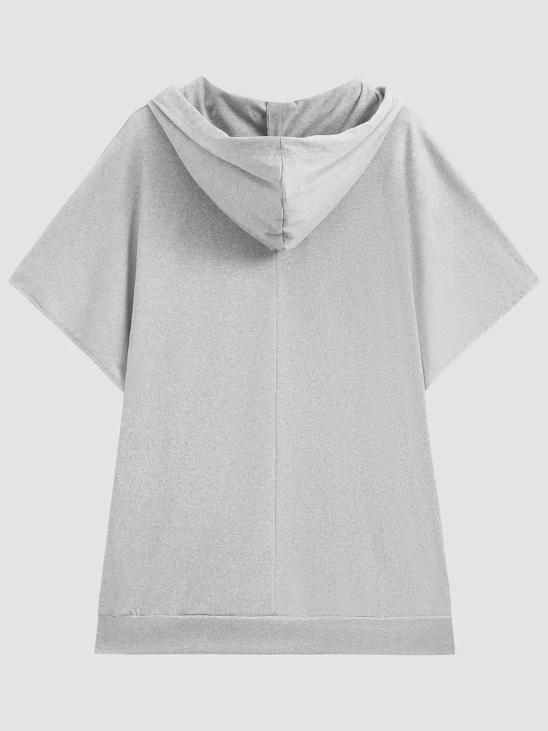 Women's Baggy Hoodie Top – Boxy Relaxed Dolman Sleeve Longline Tunic with Side Slits