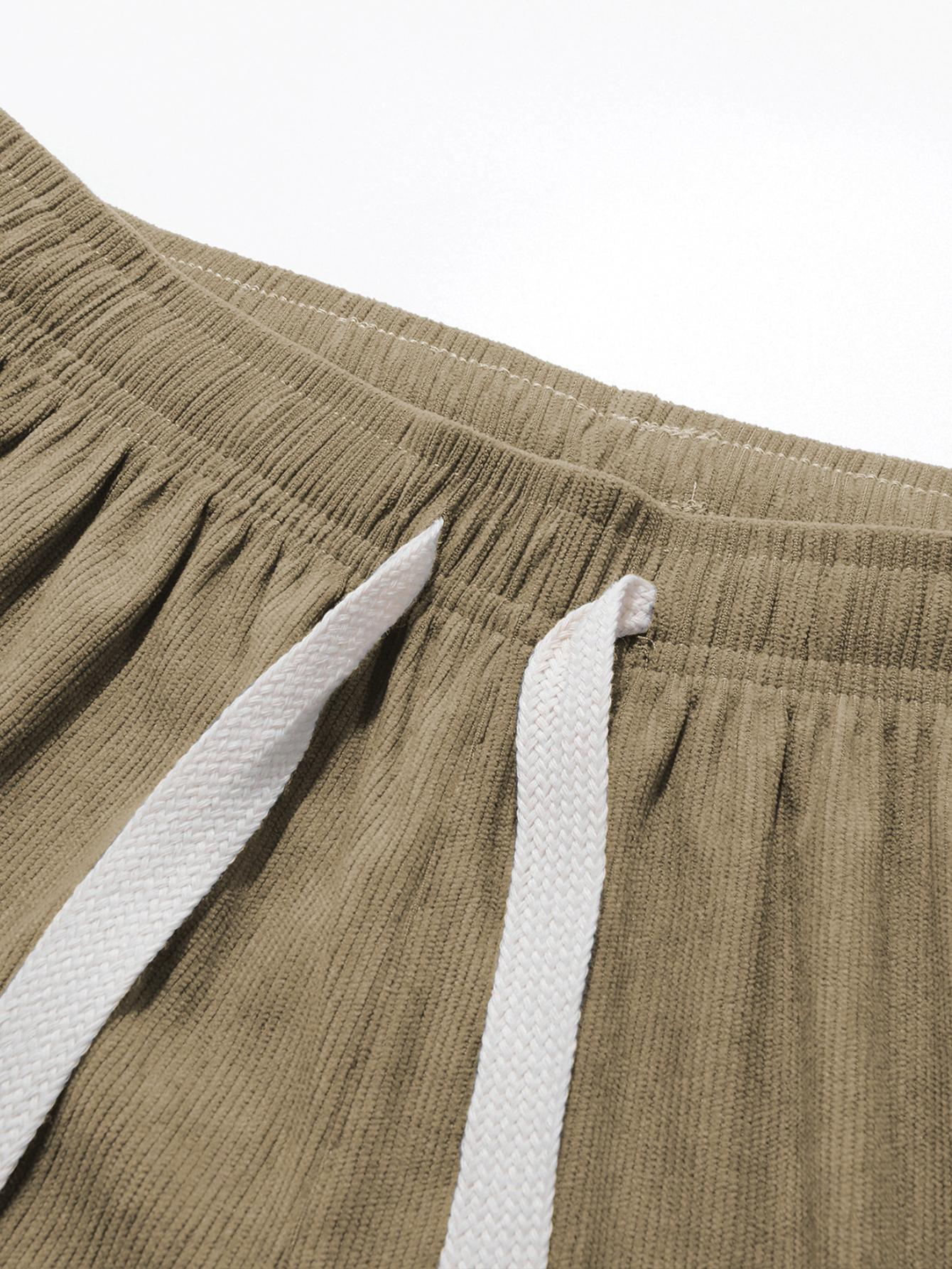 Men's 3-Pack Corduroy Pants – Loose Straight-Leg Drawstring Casual Trousers