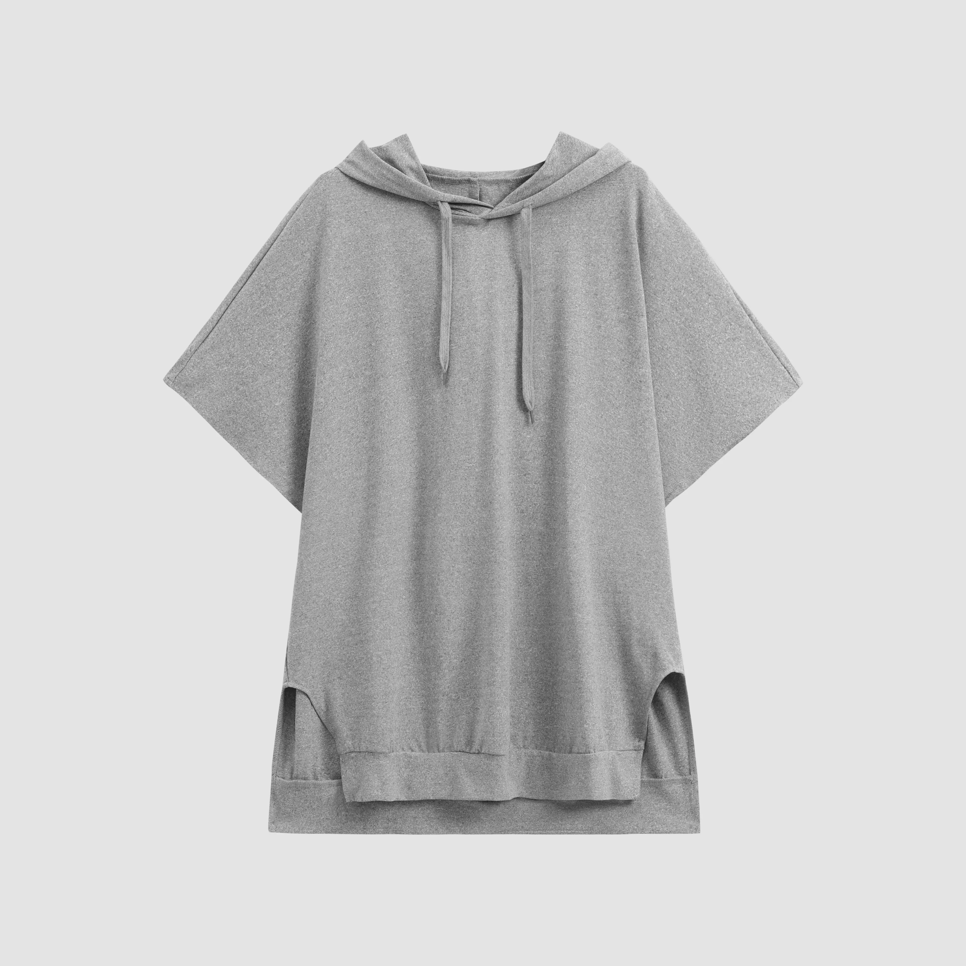 Women's Baggy Hoodie Top – Boxy Relaxed Dolman Sleeve Longline Tunic with Side Slits
