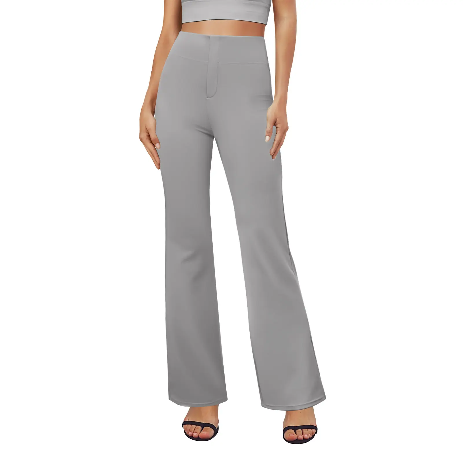 Women's High-Waisted Flared Yoga Pants – Tummy Control with Back Pockets for Office & Everyday