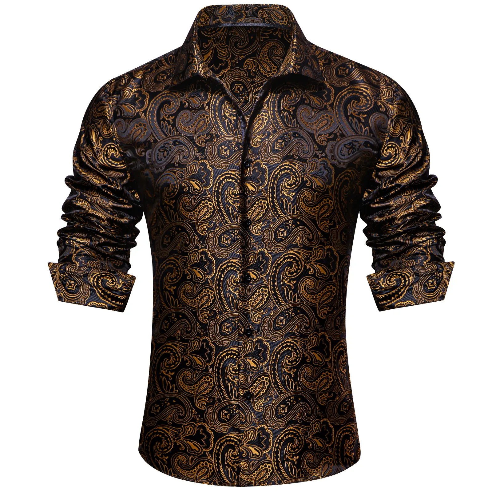 Men's Paisley Dress Shirt – Long Sleeve Wrinkle-Free Button Down Cowboy Shirt