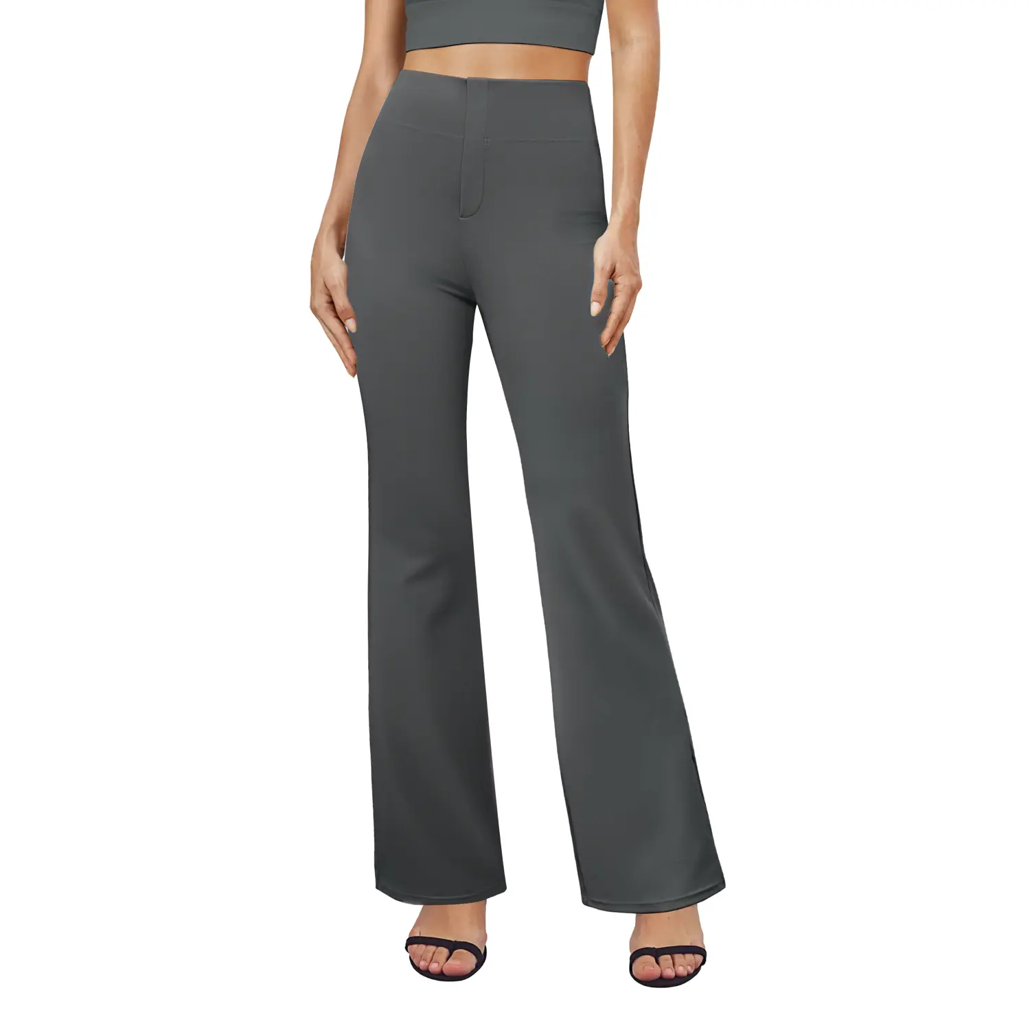 Women's High-Waisted Flared Yoga Pants – Tummy Control with Back Pockets for Office & Everyday
