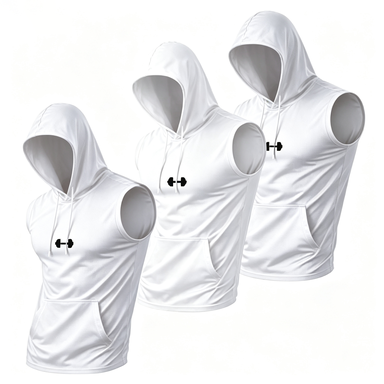 Men's 3-Pack Hooded Sleeveless Vest – Quick-Dry Cooling Workout Top for Streetwear & Running