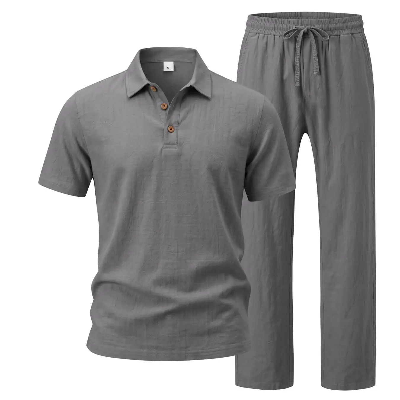 Men's 2-Piece Set – Short Sleeve Button Down Shirt & Loose Pants, Breathable Summer Vacation Outfit