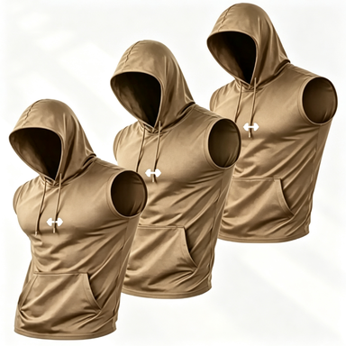 Men's 3-Pack Hooded Sleeveless Vest – Quick-Dry Cooling Workout Top for Streetwear & Running