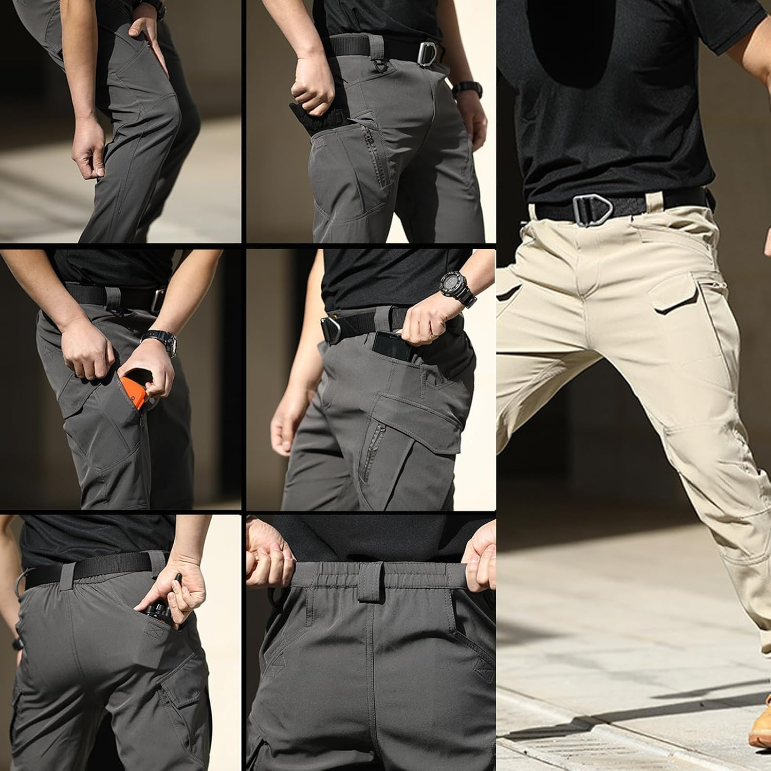 Men's 4-Pack Waterproof Tactical Pants – Lightweight Military Cargo Trousers for Outdoor Combat