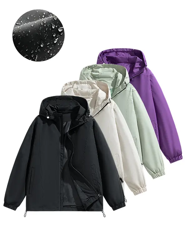 Men's Windproof Waterproof Hooded Jacket – Loose-Fit Outdoor Long-Sleeve Top