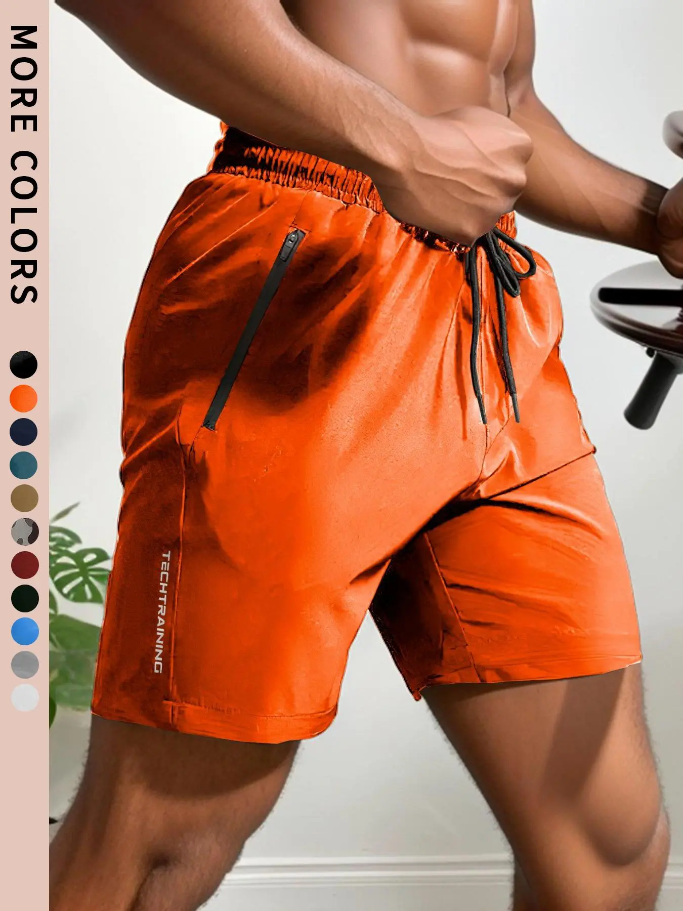 Men's 12-Pack Letter Print Track Shorts – Quick-Dry Drawstring Athletic Shorts with Zip Pockets