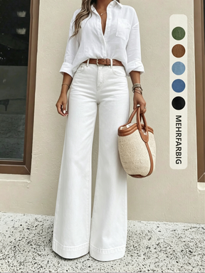 Women's Loose Straight Leg Jeans – Casual Denim Pants with Pockets