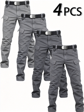 4-Pack Men's Lightweight Cargo Pants – Durable Zippered Pockets, Straight-Cut, Multi-Color