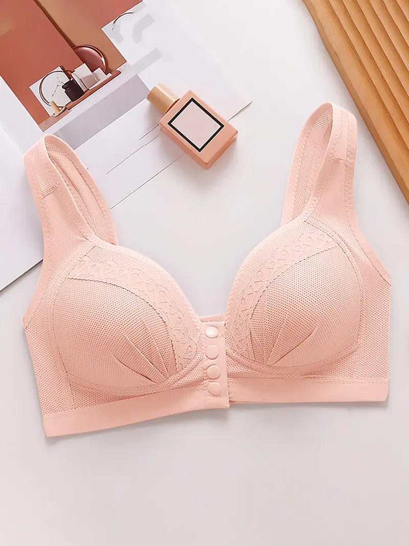 Women's 6-Pack Front Closure Push-Up Bra – Jacquard Full Coverage Unlined Seamless Underwire Bra for Daily Wear