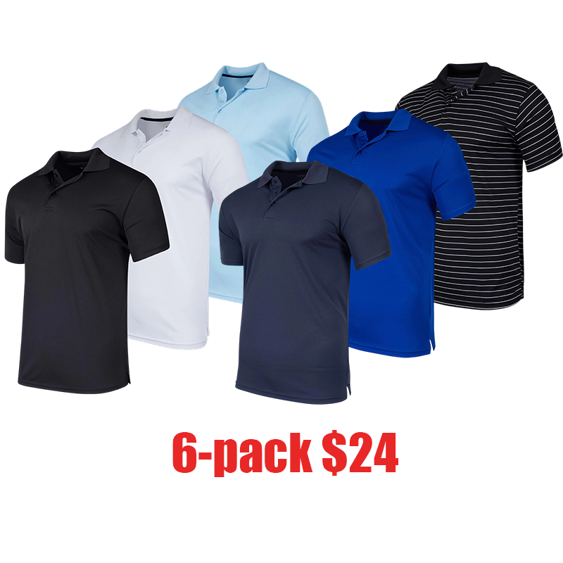 Men's 3-Pack Quick-Dry Short Sleeve Athletic Performance Polo Shirt – Available in Big & Tall Sizes