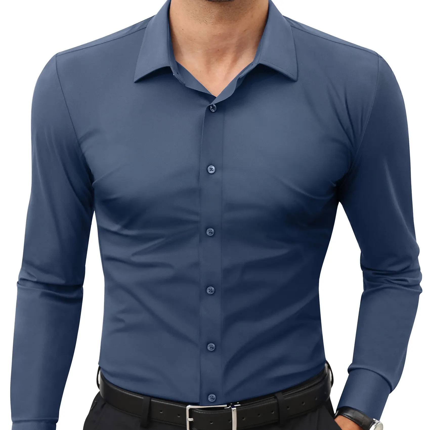 Men's Stretch Dress Shirt – Quick-Dry Anti-Wrinkle Slim Long-Sleeve Business Casual Top, Worldwide Shipping