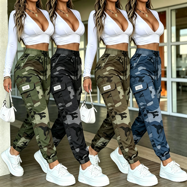 Unisex 2-Pack Tactical Camo Joggers – Quick-Dry Loose-Fit Cargo Pants with Drawstring Waist