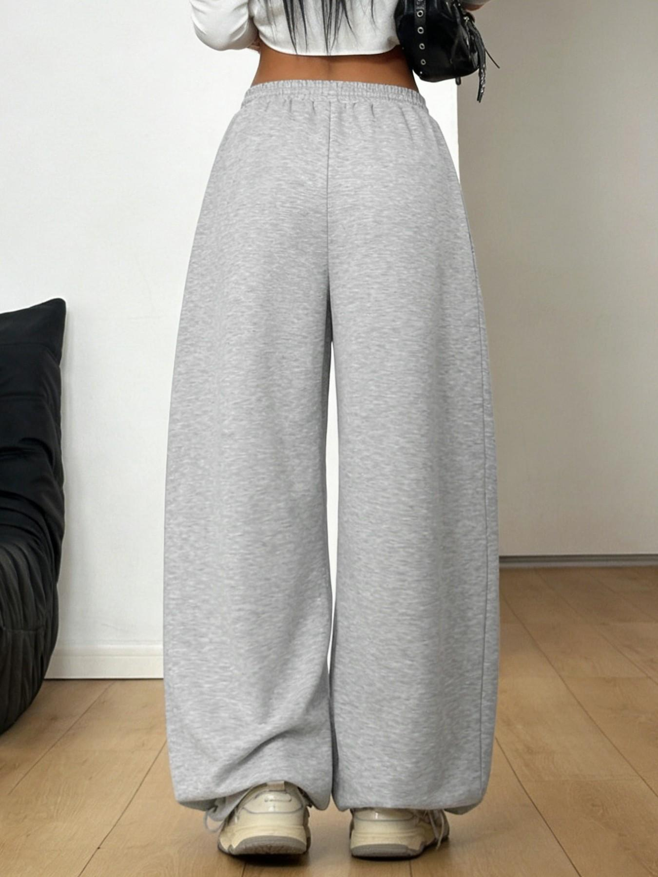 Women's Wide Leg Sweatpants – Drawstring Elastic Waist Casual Sporty Streetwear