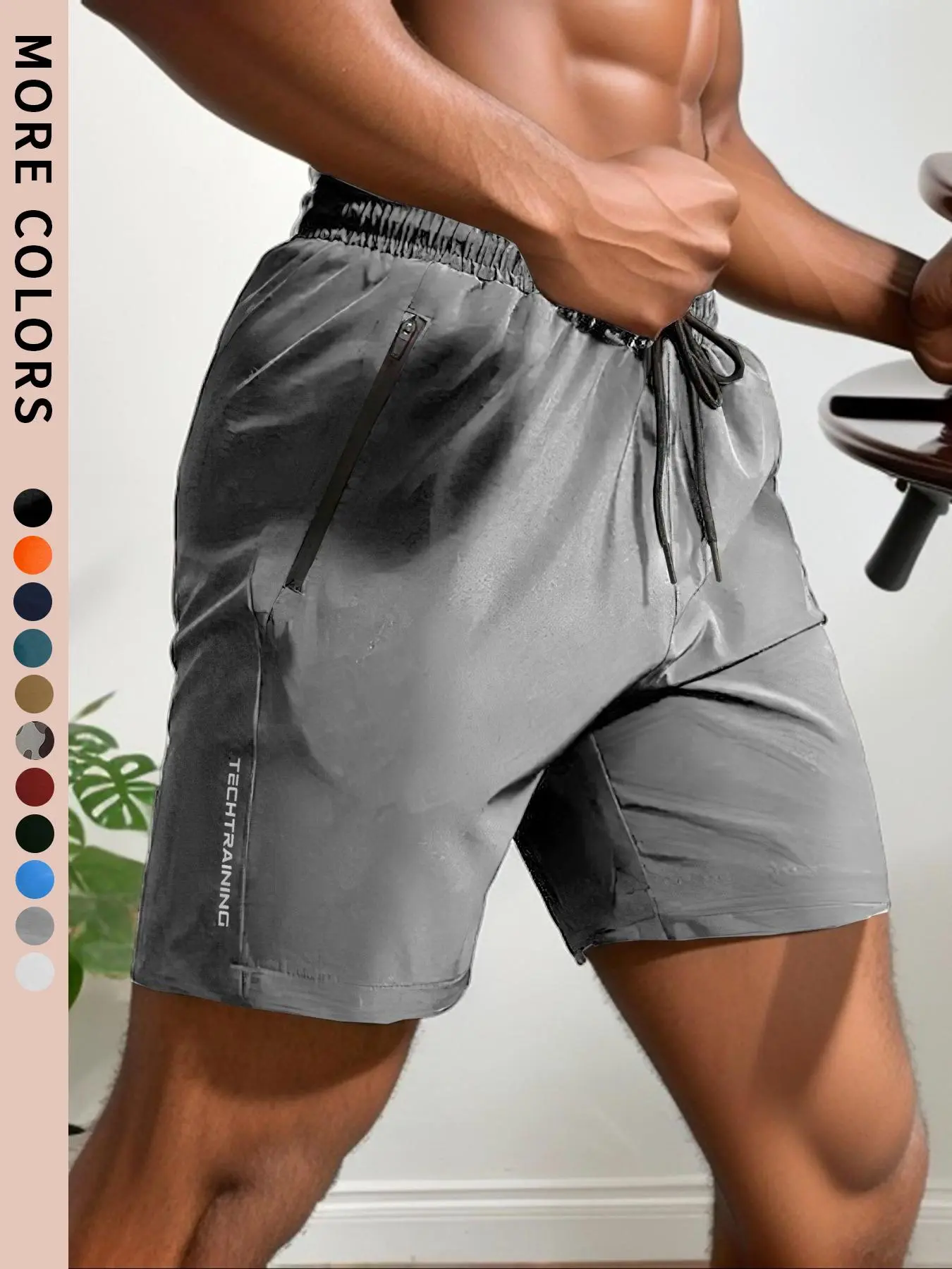 Men's 12-Pack Letter Print Track Shorts – Quick-Dry Drawstring Athletic Shorts with Zip Pockets