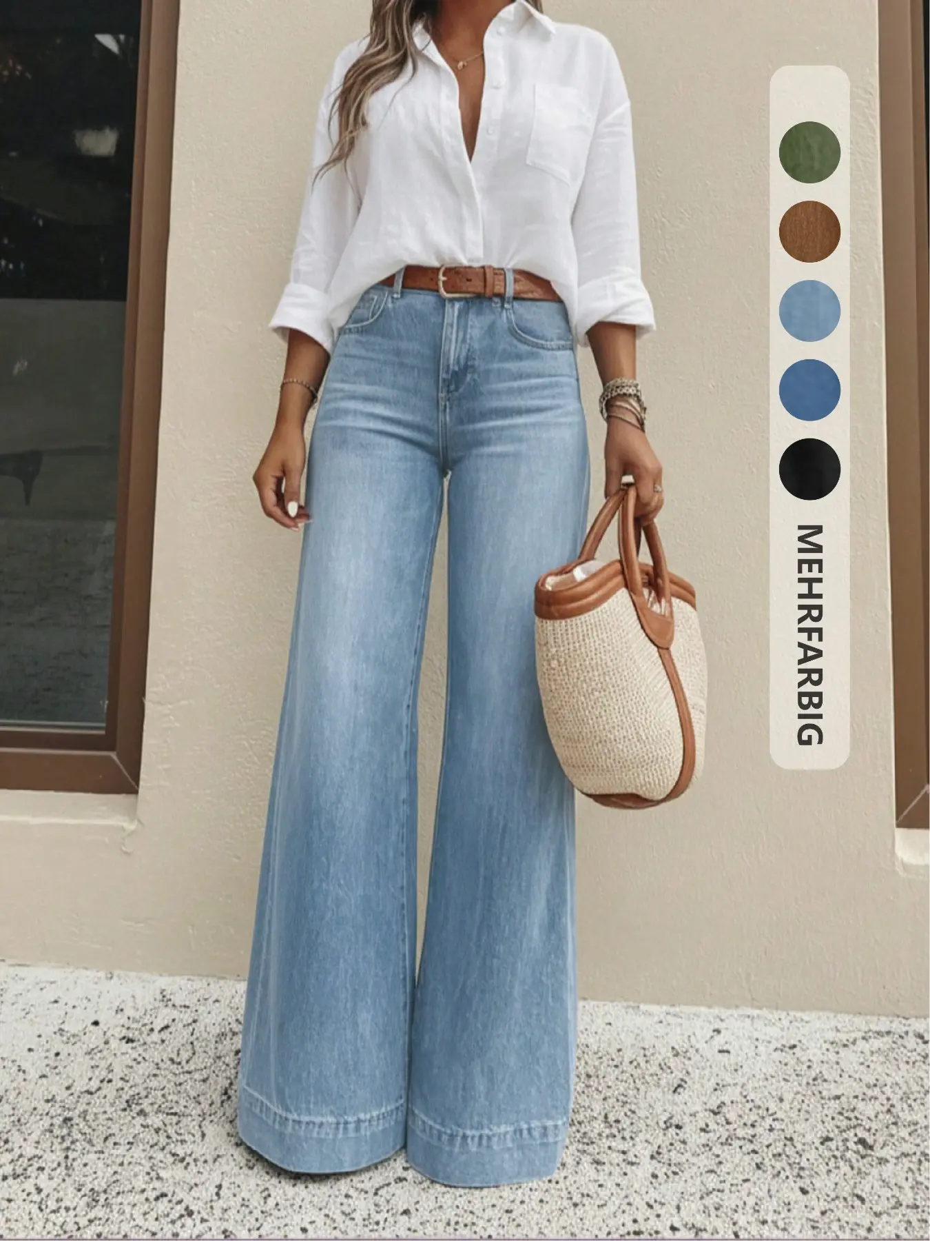 Women's Loose Straight Leg Jeans – Casual Denim Pants with Pockets