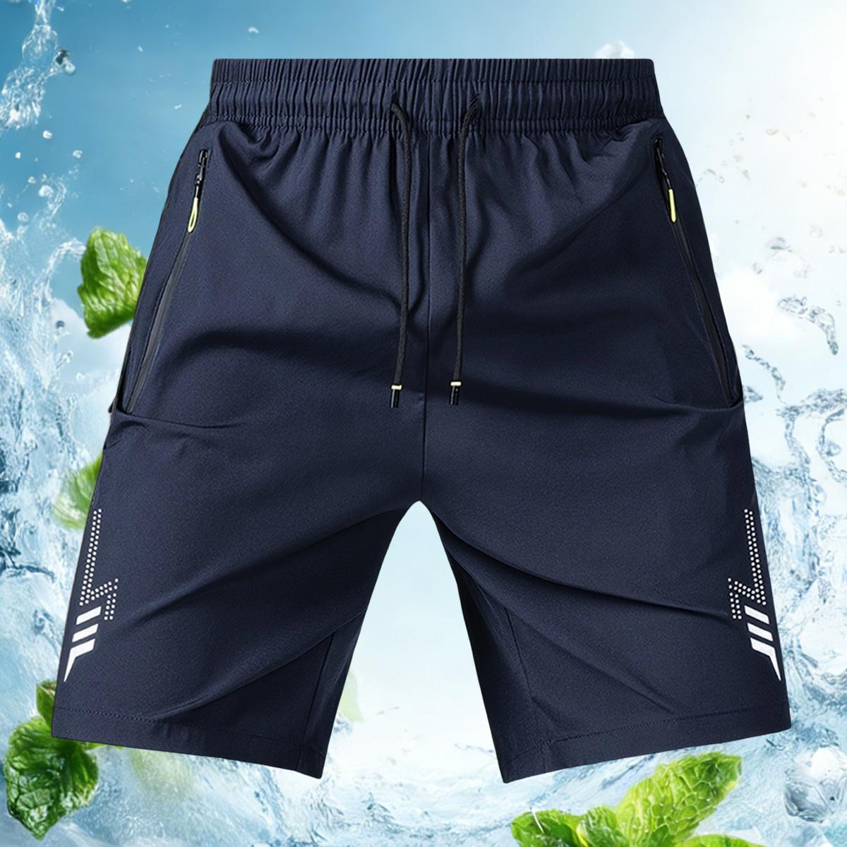 Men's 3-Pack Reflective Print Shorts – Fitted Athletic Running Shorts with Zipper Pockets