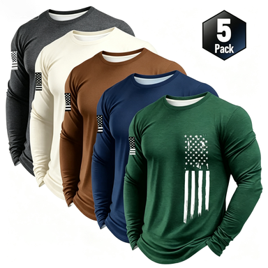 Men's 5-Pack Long Sleeve Athletic Shirt – Quick-Dry Breathable UV Protection Activewear for Gym & Daily Wear